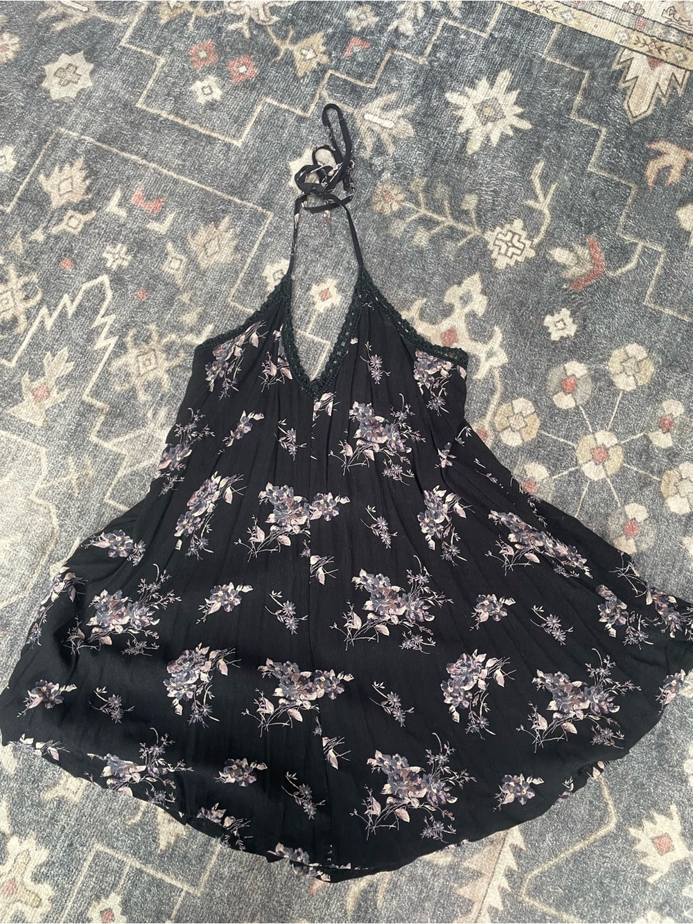 American Eagle Outfitters Black Floral Mini Dress